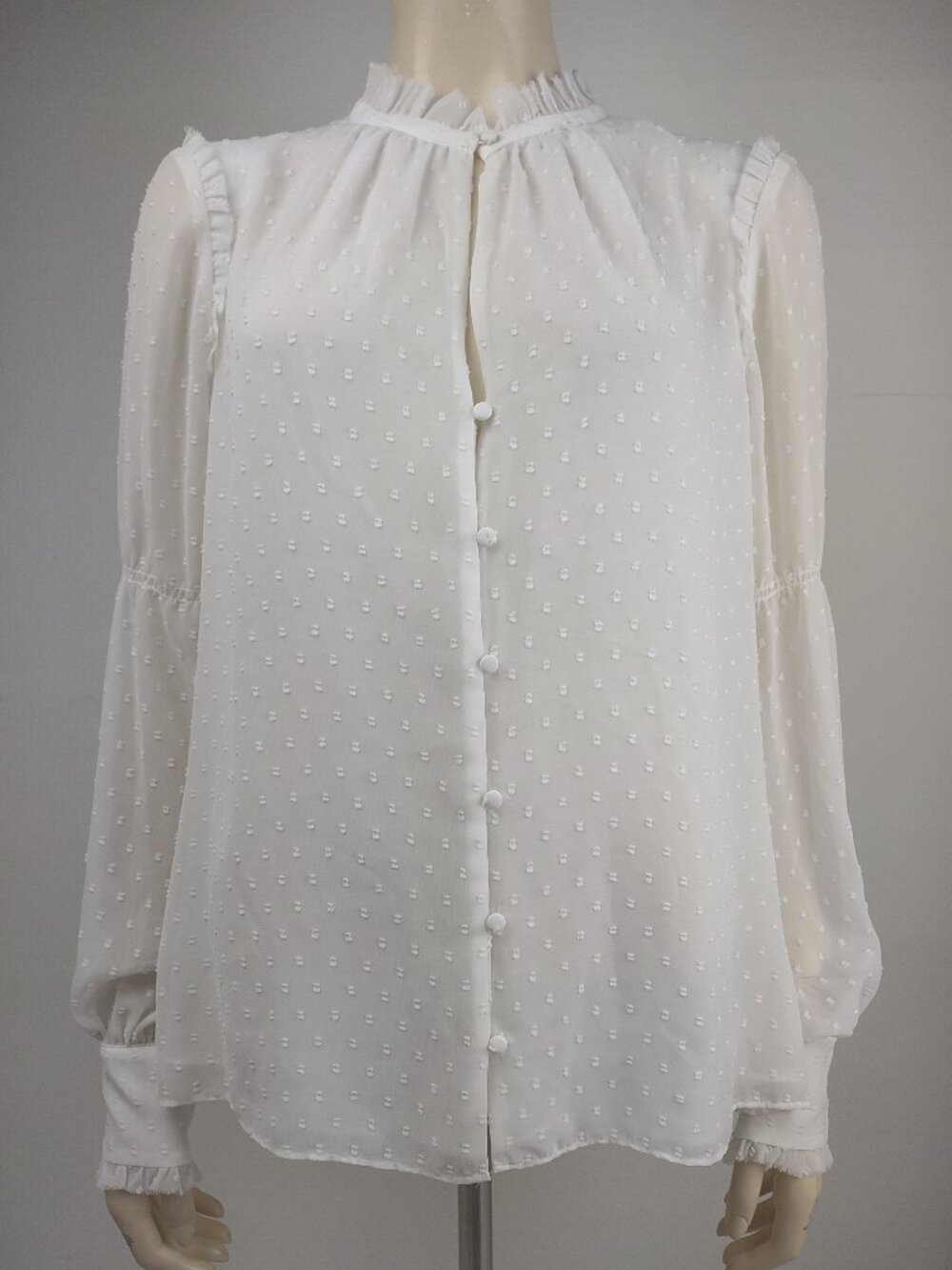 NWT WHBM White House Black Market textured mock neck blouse ladies Large